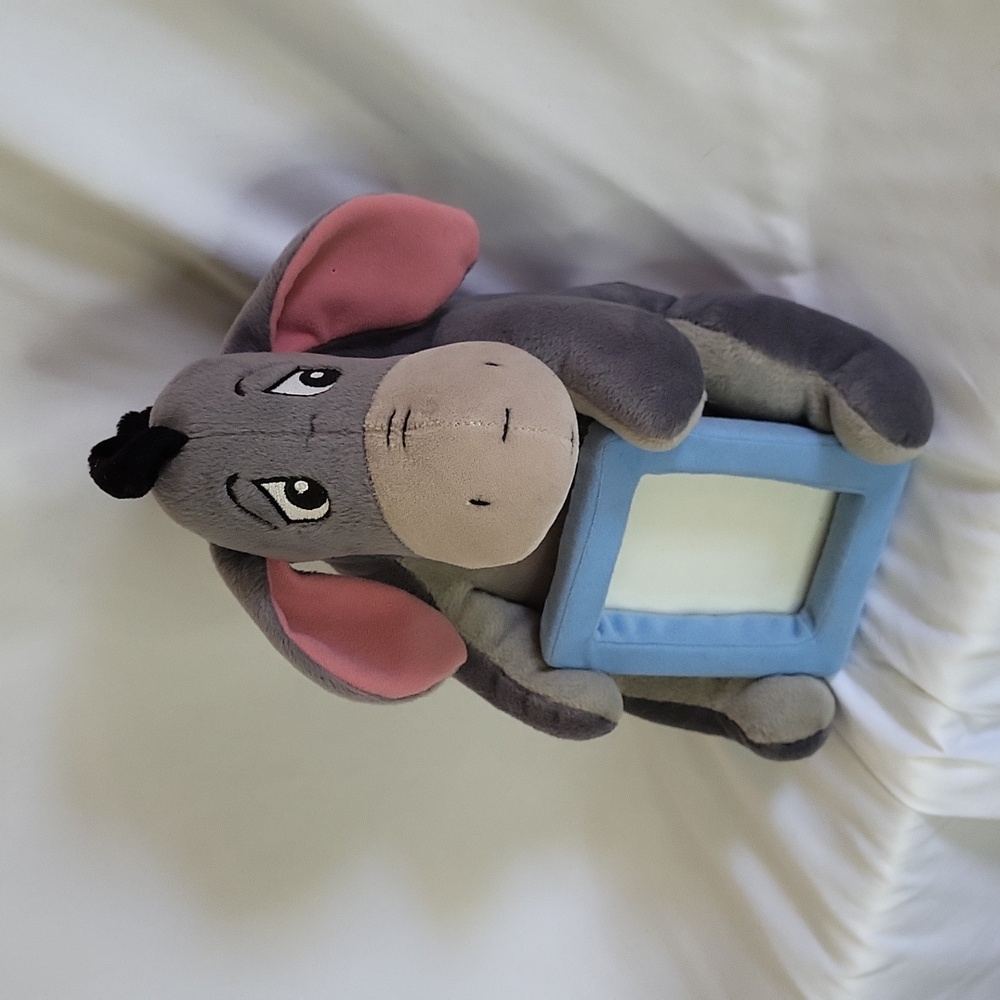Disney Store Eeyore Plush Photo Frame Detachable Tail 11"